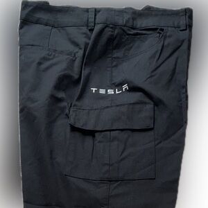 Tesla Men's Cargo Pants – Black Utility Work Trousers Size 42W 30L